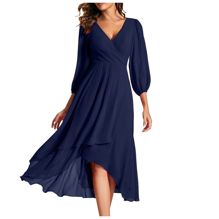 Isabella | Elegant dress with V-neck and asymmetrical hem