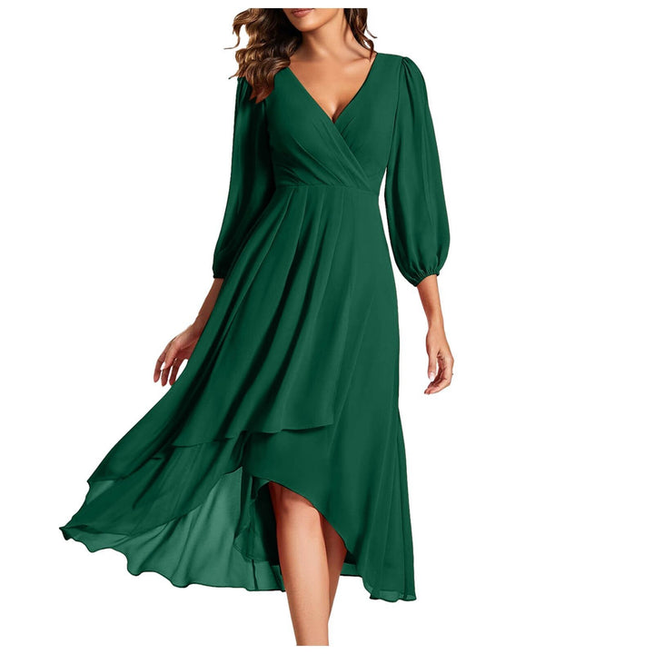 Isabella | Elegant dress with V-neck and asymmetrical hem