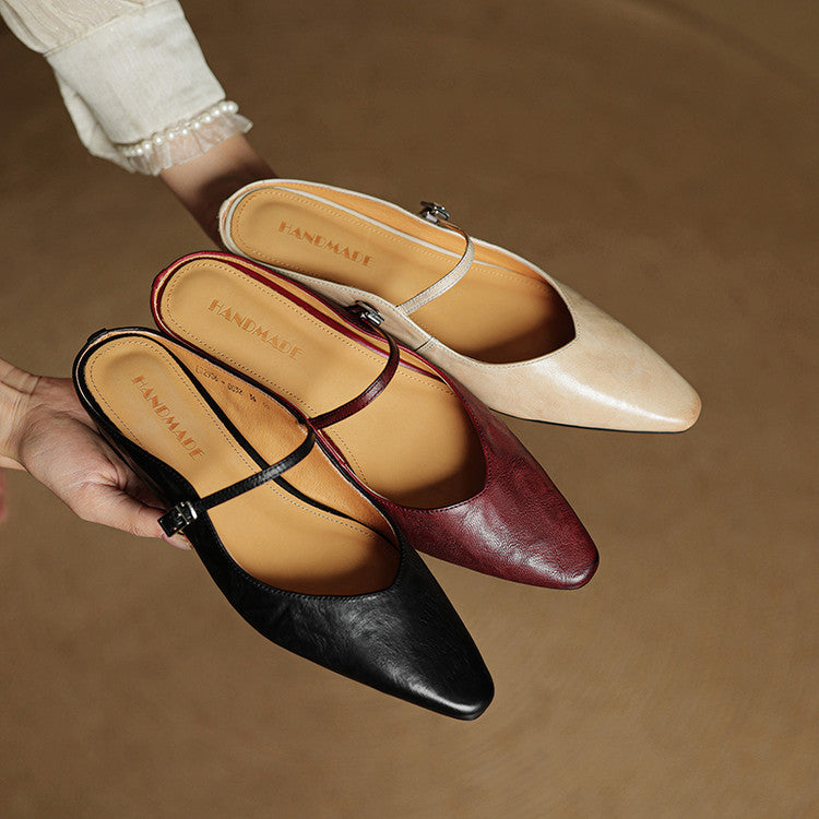 Orella™ - Authentic Leather Slip-On Mules