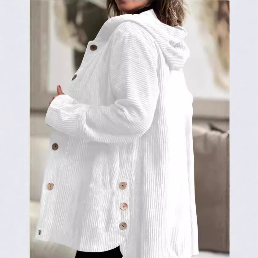 Polina - Cozy Hooded Corduroy Coat