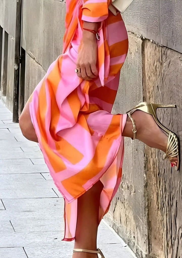 Olivia – Printed Shirt Dress with Waist-Cinching Design