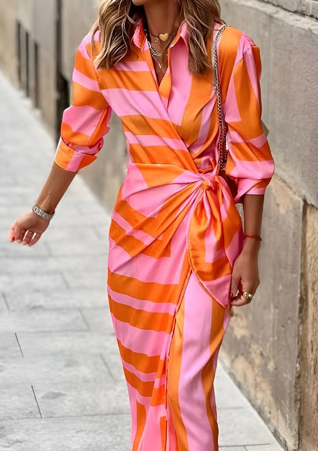 Olivia – Printed Shirt Dress with Waist-Cinching Design