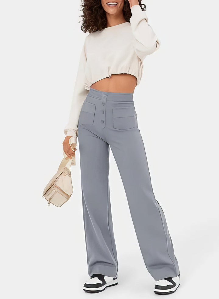 Marjorie | High-Waisted Stretch Trousers – No-Pill Fabric for Timeless Confidence