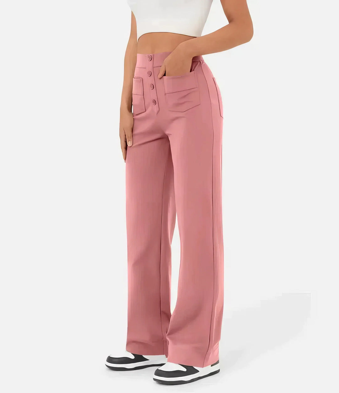 Marjorie | High-Waisted Stretch Trousers – No-Pill Fabric for Timeless Confidence