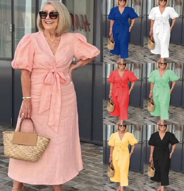 Natasha - Sophisticated V-Neck Dress