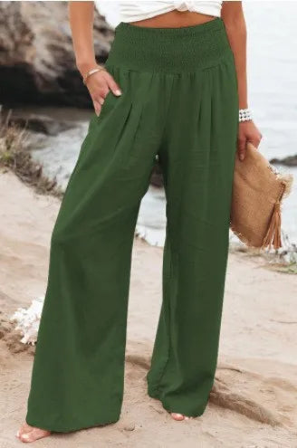 RINA™ | Smocked Waist Linen Pants - Comfortable with Every Step