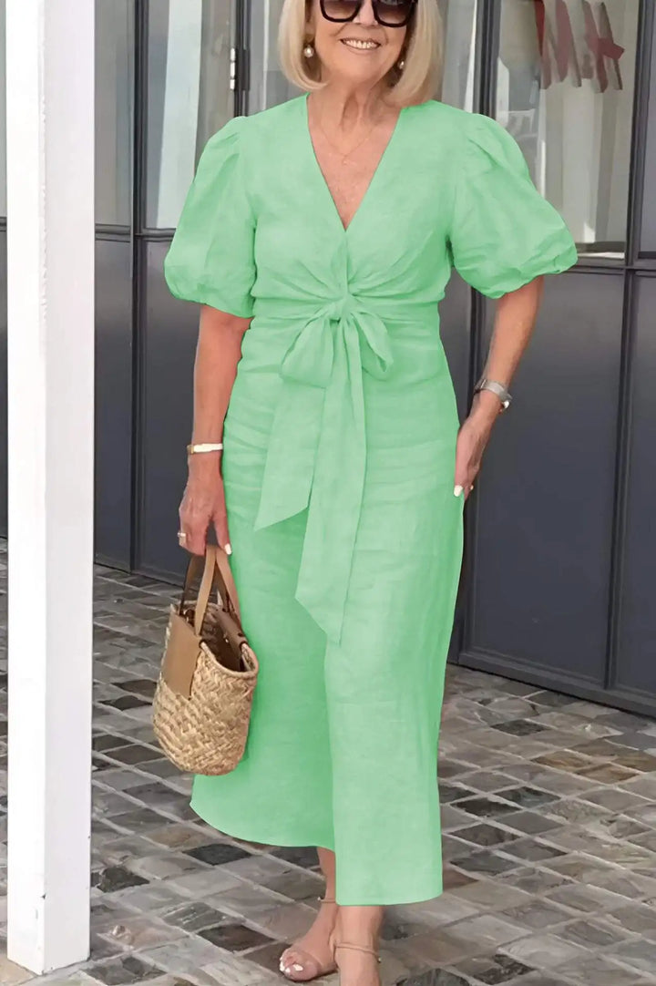 Natasha - Sophisticated V-Neck Dress