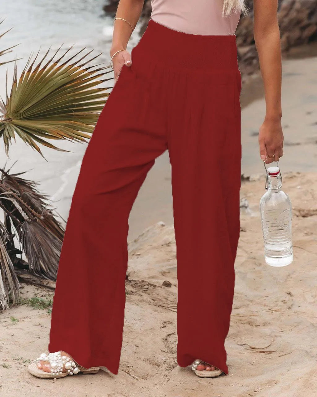 RINA™ | Smocked Waist Linen Pants - Comfortable with Every Step