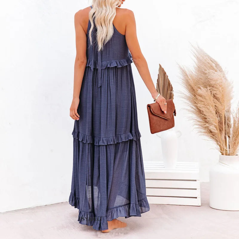 Robyn - Ruffled Halter Maxi Dress