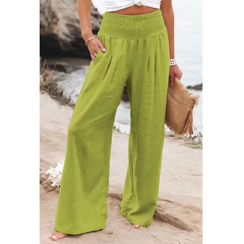 RINA™ | Smocked Waist Linen Pants - Comfortable with Every Step