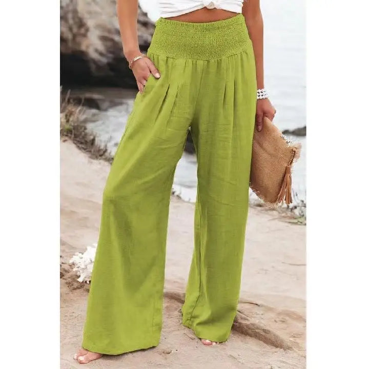 RINA™ | Smocked Waist Linen Pants - Comfortable with Every Step