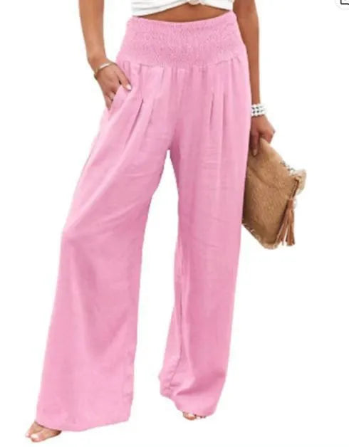RINA™ | Smocked Waist Linen Pants - Comfortable with Every Step