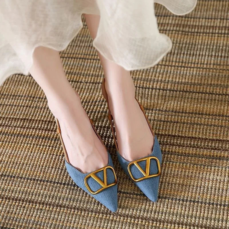 Lucia Denim Slingbacks