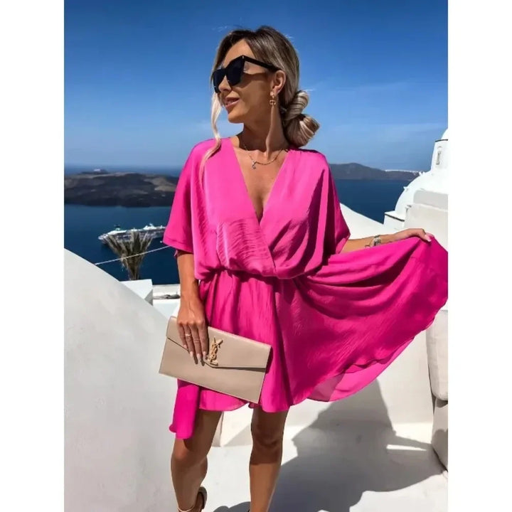 Livia V-neck Loose Satin Dress