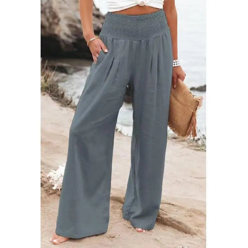 RINA™ | Smocked Waist Linen Pants - Comfortable with Every Step