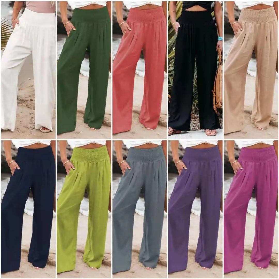 RINA™ | Smocked Waist Linen Pants - Comfortable with Every Step