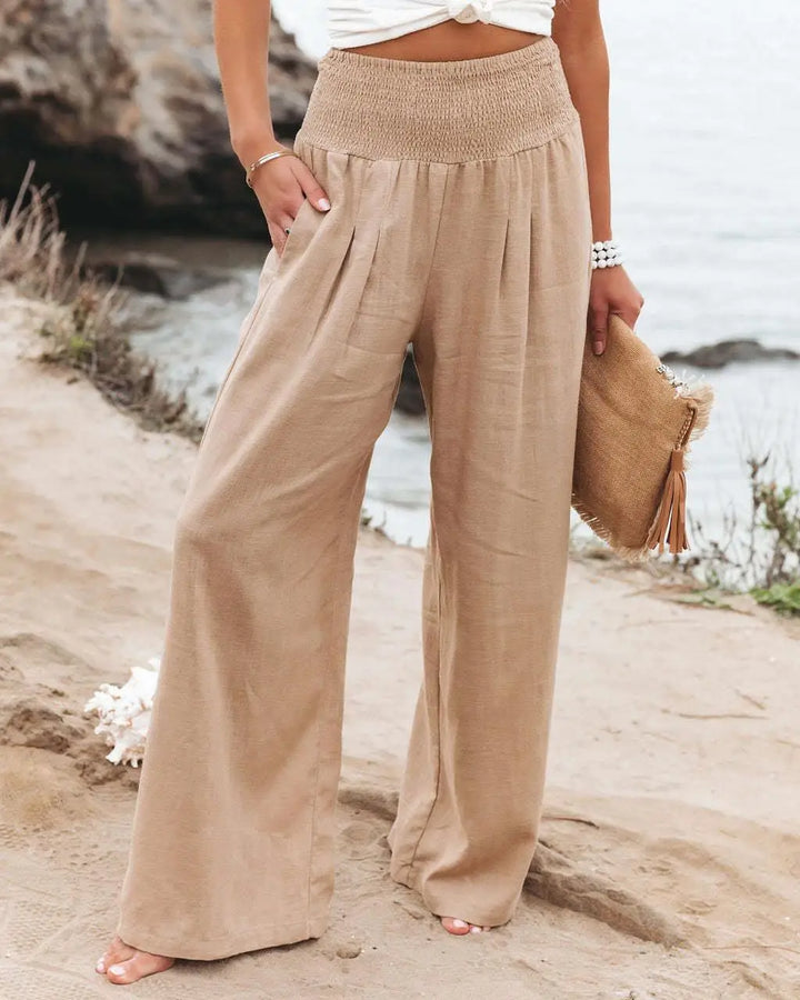 RINA™ | Smocked Waist Linen Pants - Comfortable with Every Step