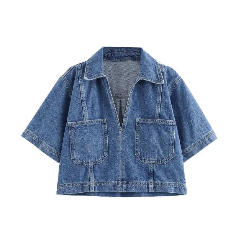 Jeanina® | Denim Set with V-Neck Design