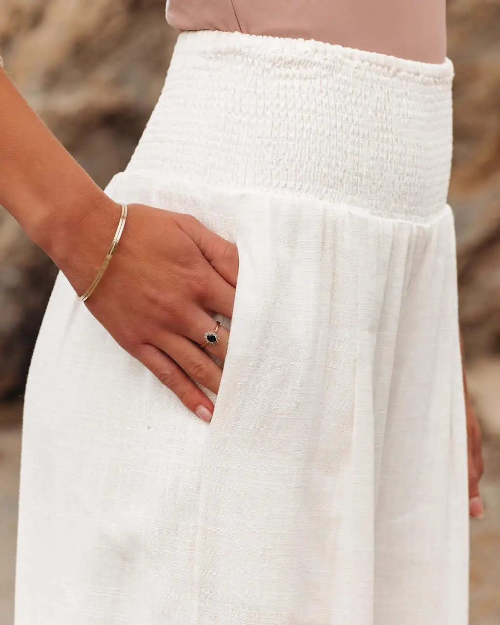 RINA™ | Smocked Waist Linen Pants - Comfortable with Every Step