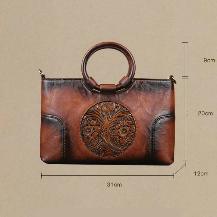 Harriet™ leather handbag with vintage embossing