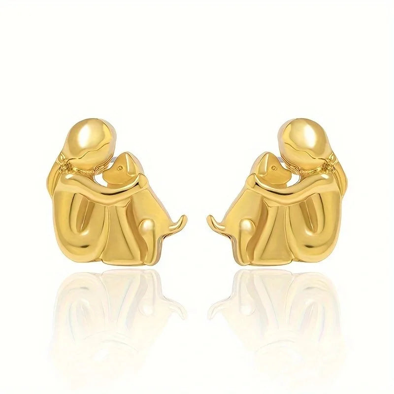 Two-Toned Earrings with a Hug in Silver and Gold in Rosendal