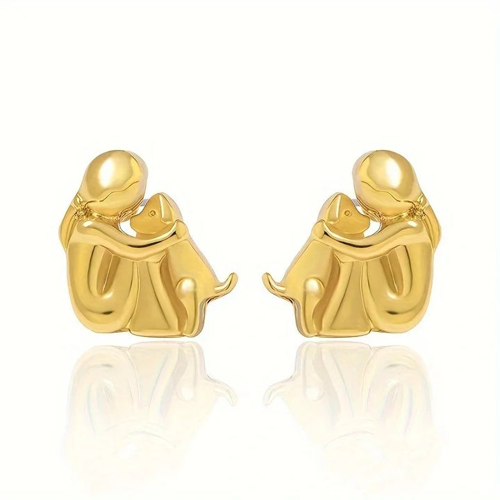 Two-Toned Earrings with a Hug in Silver and Gold in Rosendal