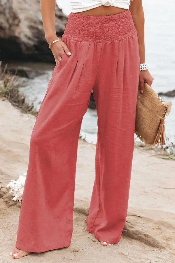 RINA™ | Smocked Waist Linen Pants - Comfortable with Every Step