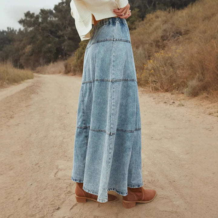 Gaiai Boho Maxi Denim Skirt
