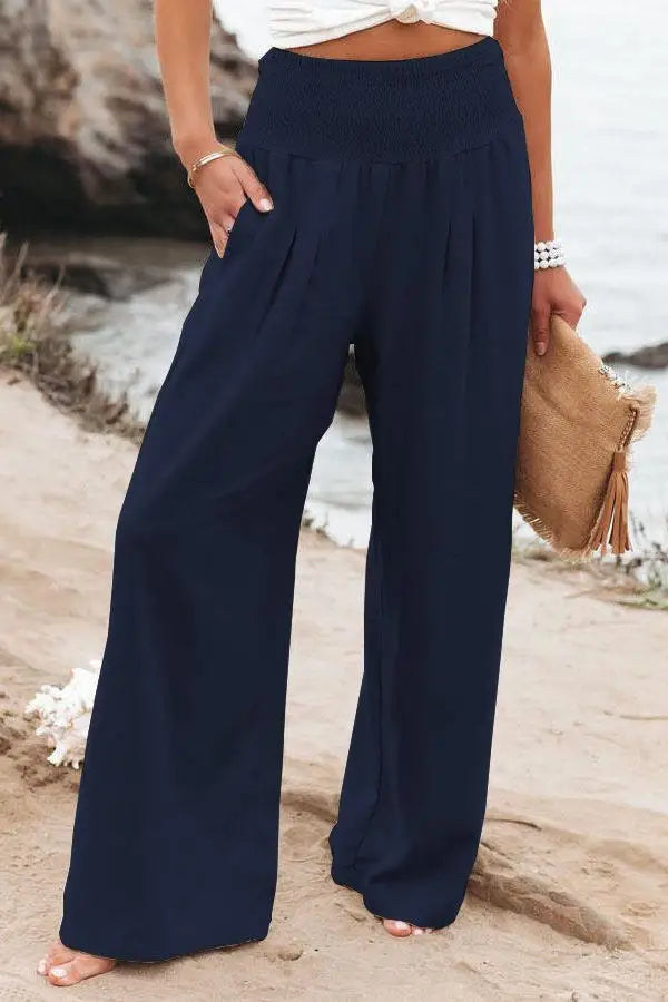 RINA™ | Smocked Waist Linen Pants - Comfortable with Every Step