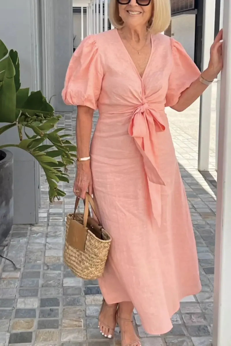 Natasha - Sophisticated V-Neck Dress