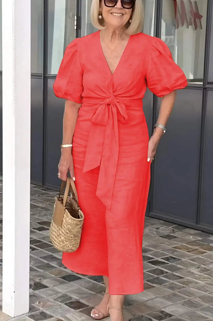 Natasha - Sophisticated V-Neck Dress