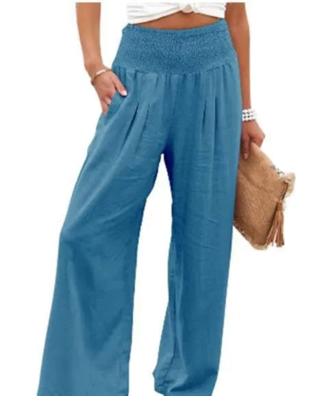 RINA™ | Smocked Waist Linen Pants - Comfortable with Every Step