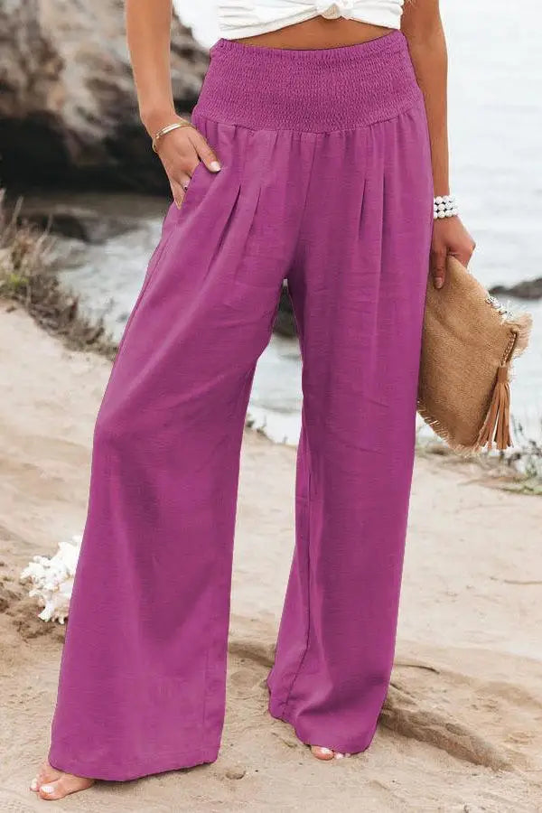 RINA™ | Smocked Waist Linen Pants - Comfortable with Every Step