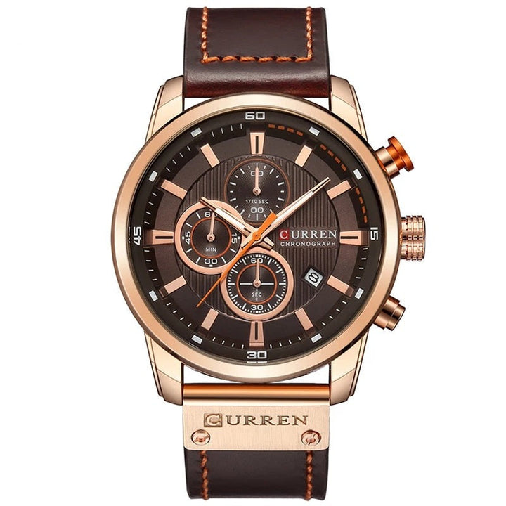 Sleek Leather-Banded Quartz Watch