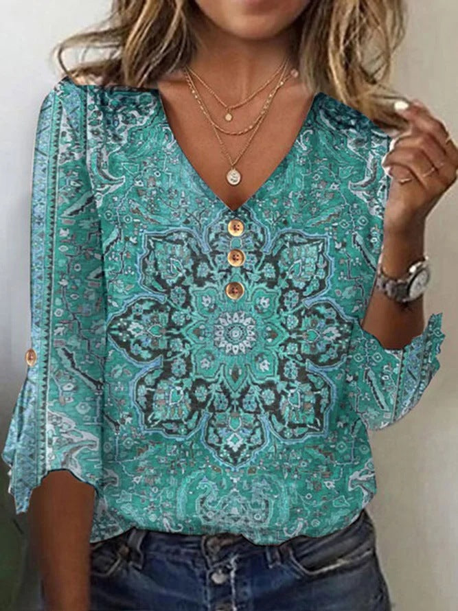 Zina | 3/4 Sleeve V-Neck Top