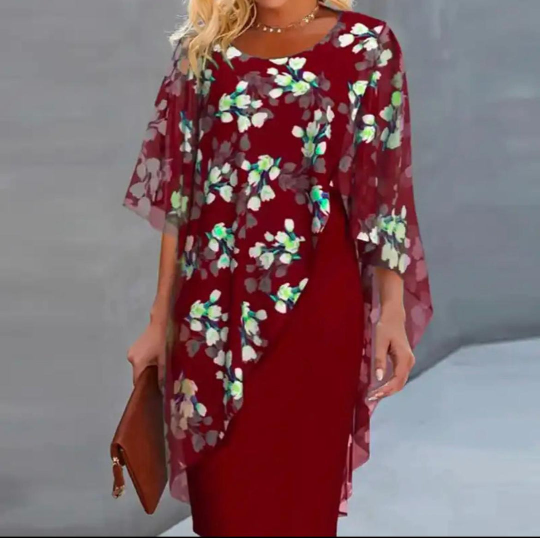 Laurel | Sheer Floral Capelet Dress