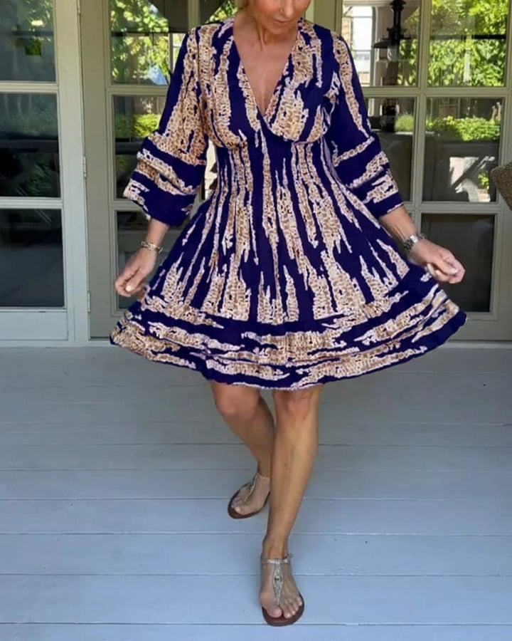 New Mikalya | 2025 Stylish V-Neck Dress with Three-Quarter Sleeves