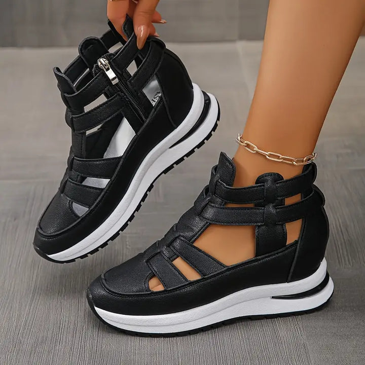 Delina - Chic Lightweight Wedge Sandal Featuring Side Zipper