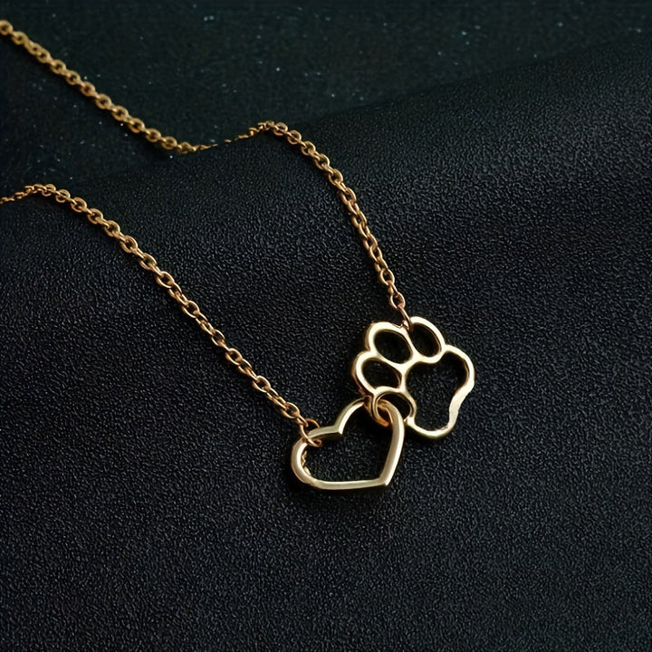Heart & Paw Necklace in Gold Look at Rosendal