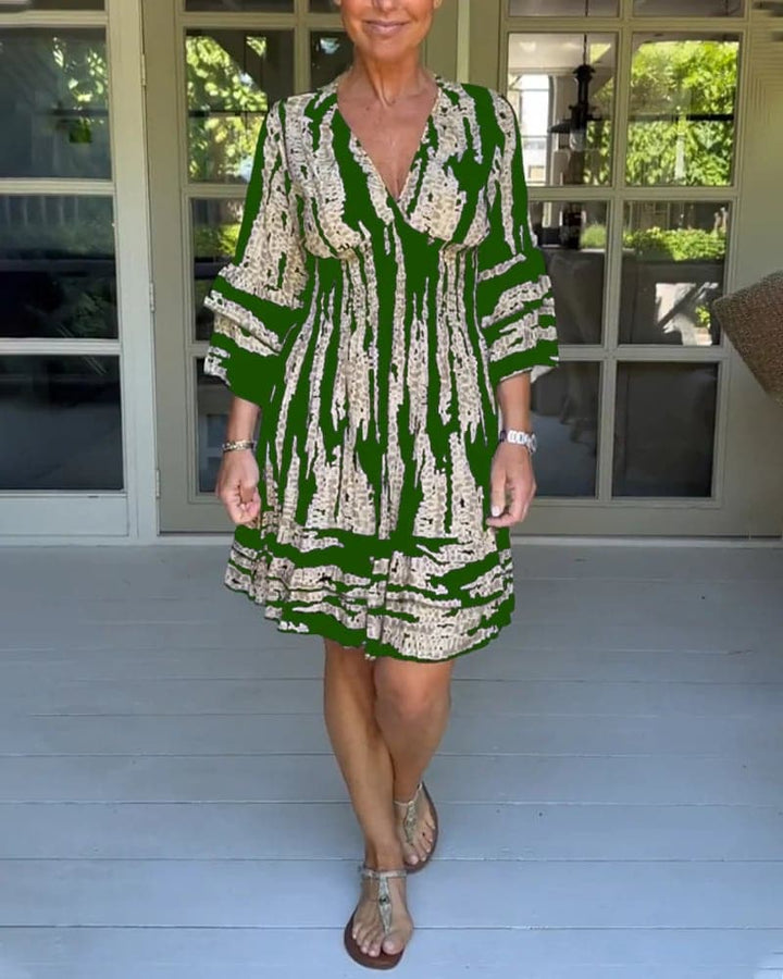 New Mikalya | 2025 Stylish V-Neck Dress with Three-Quarter Sleeves