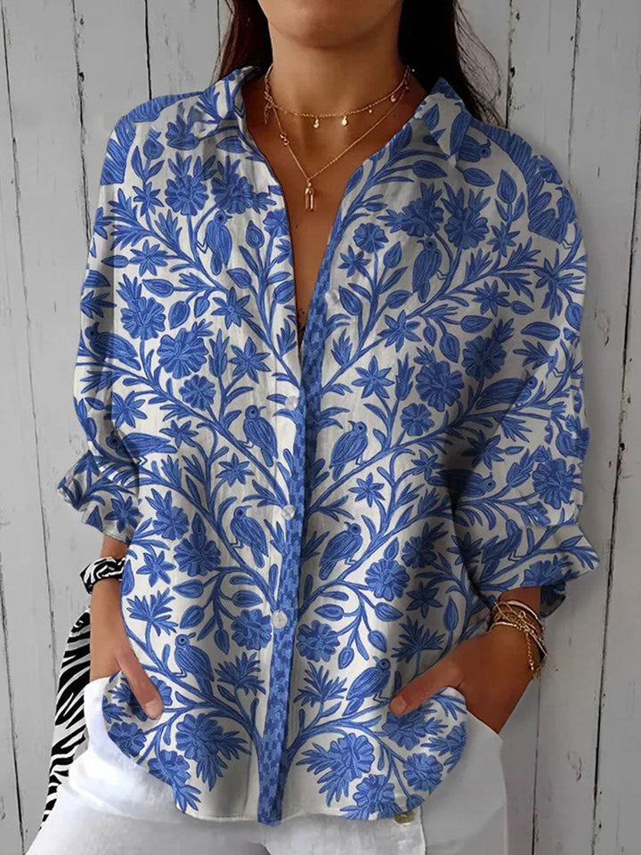 Frederikke | Floral Blue Garden Blouse