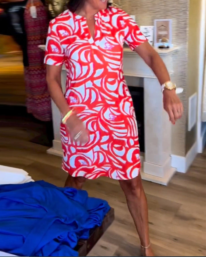 Maureen Printed Short-Sleeve Dress