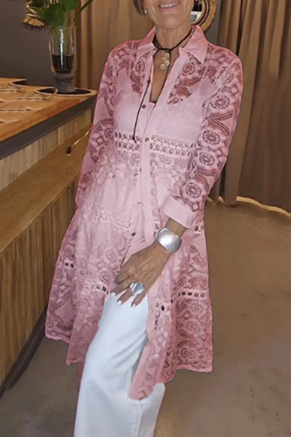 Cassia | Chic Lace Button-Up Shirt – Effortless Style, Daily Comfort