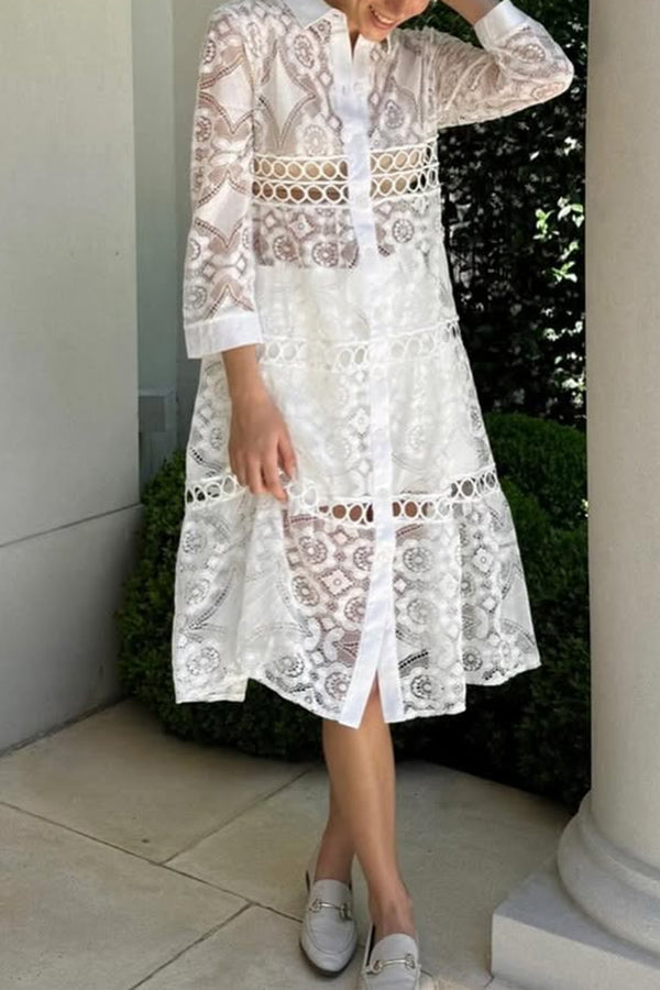 Cassia | Chic Lace Button-Up Shirt – Effortless Style, Daily Comfort