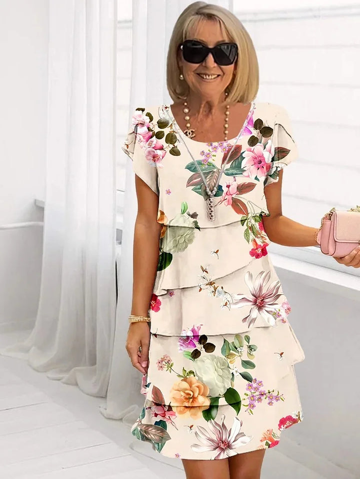 Paulina™ | Ruffled Floral Pleated Dress
