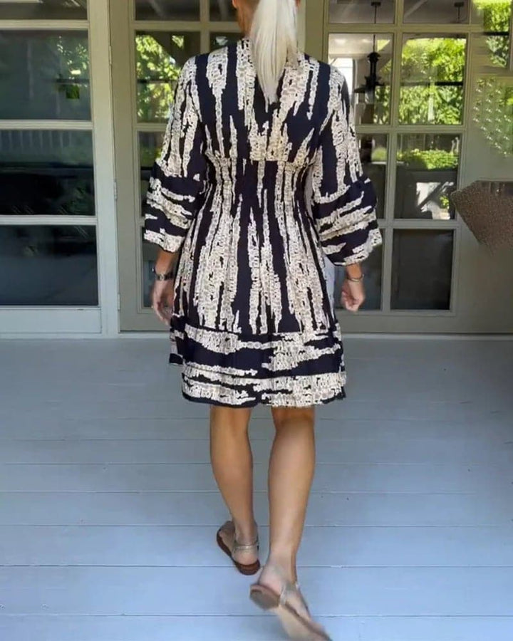 New Mikalya | 2025 Stylish V-Neck Dress with Three-Quarter Sleeves