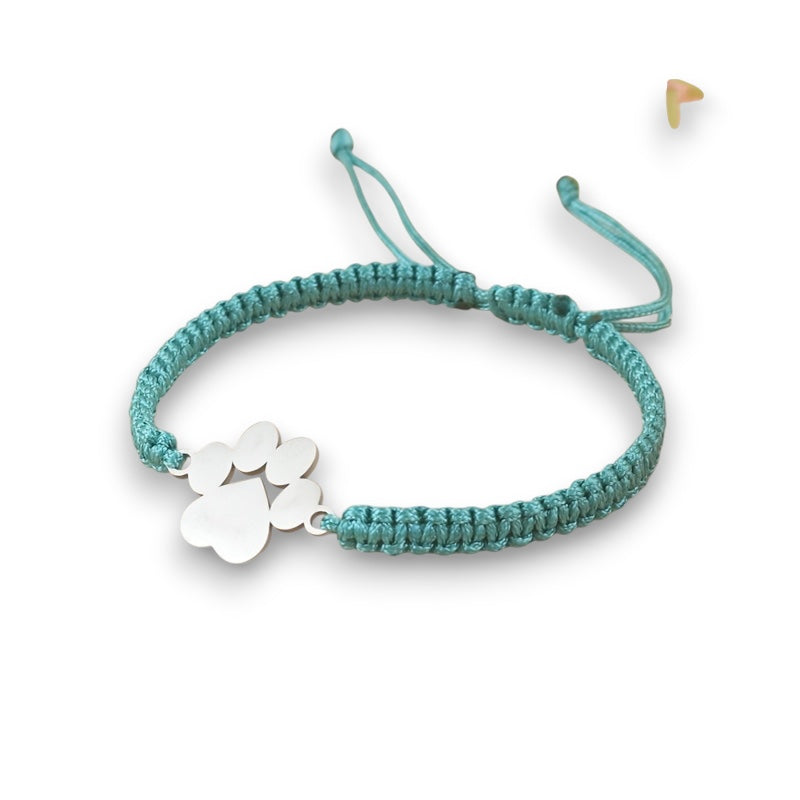 Red Paw Bracelet with Braided Cord Merle in Rosendal