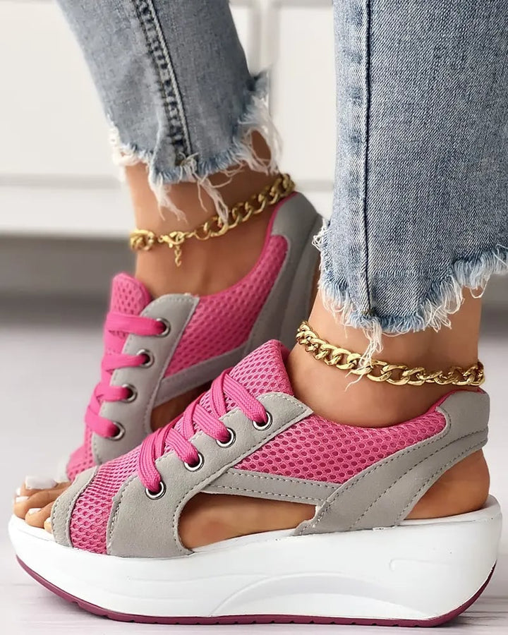 Lena | Lace-Up Muffin Sandals