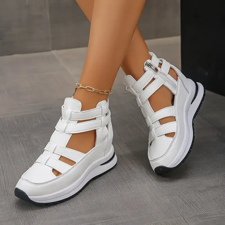 Delina - Chic Lightweight Wedge Sandal Featuring Side Zipper