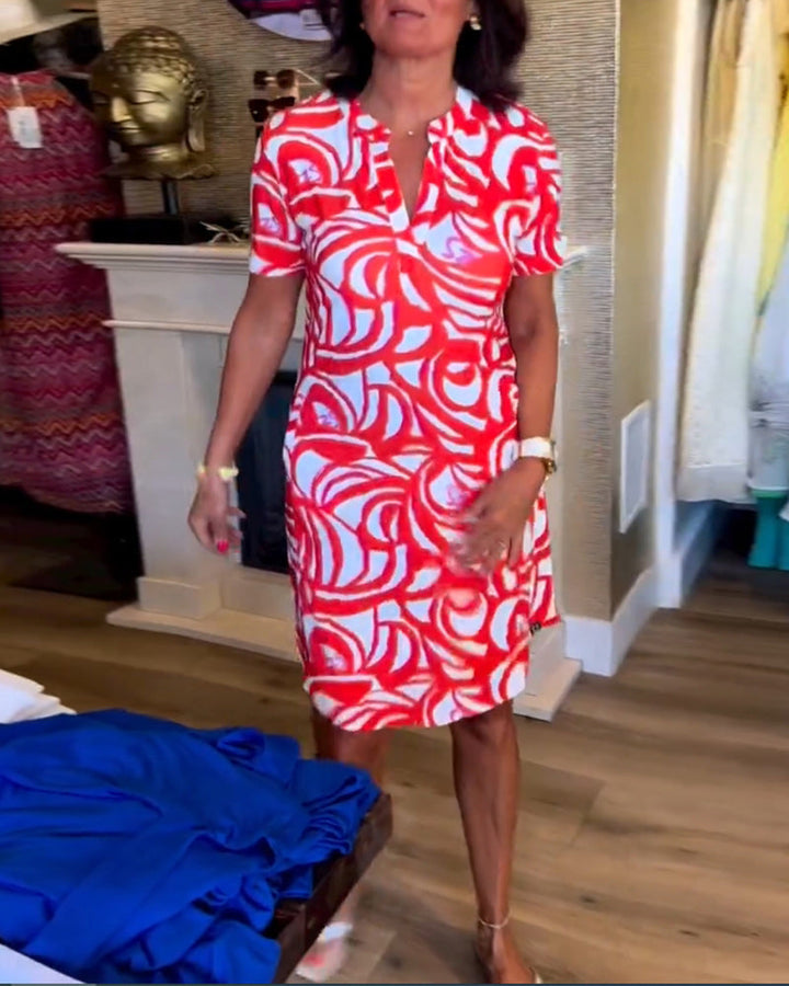 Maureen Printed Short-Sleeve Dress